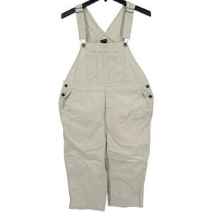 VTG 90s y2k Women's Cream White Northcrest Cotton Bibs Capri Overalls Sz 18